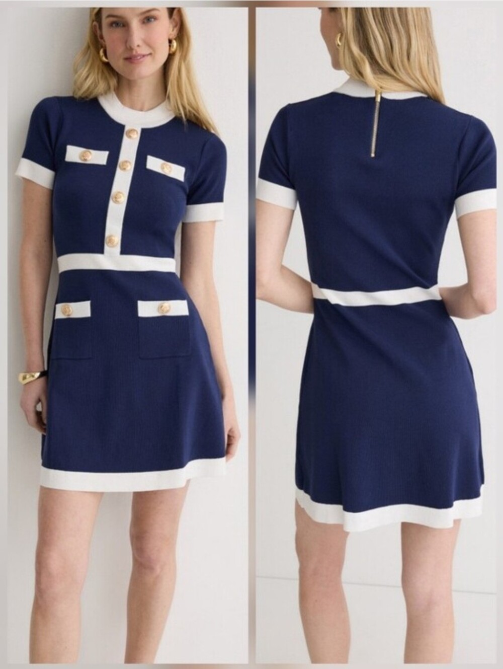 Alexia Admor Beatrix Mini Dress Crew Neck Short Sleeves Back Zipper Size XL
